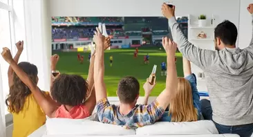 family watching tv using iptv austria